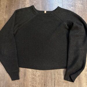EUC LUNYA Charcoal Alpaca Royal Pima Crew Neck Sweater Thermal Waffle Textured